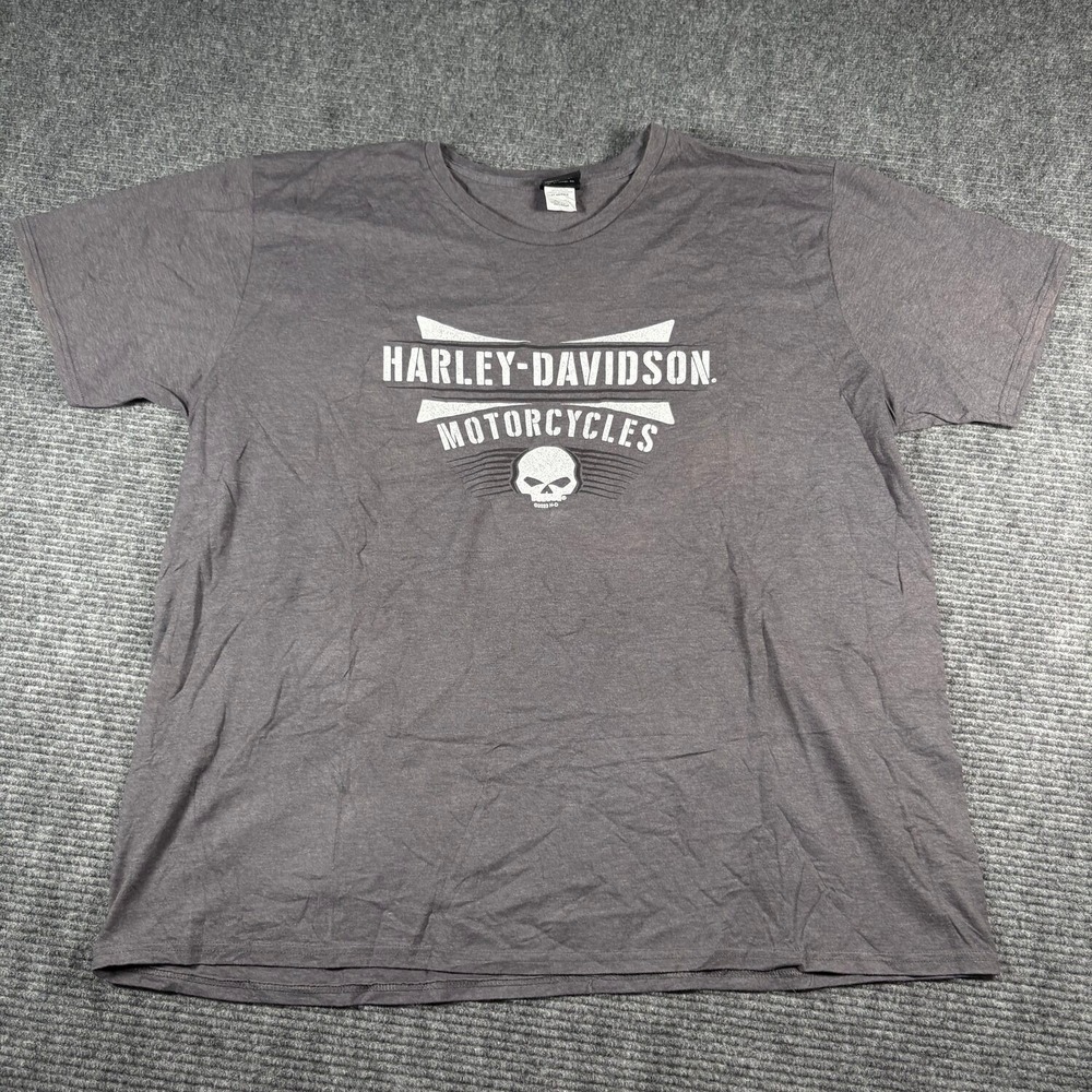 Harley-Davidson T-Shirt Mens 3XL Gray Excellent Willie G Skull Chi-Town Dealer